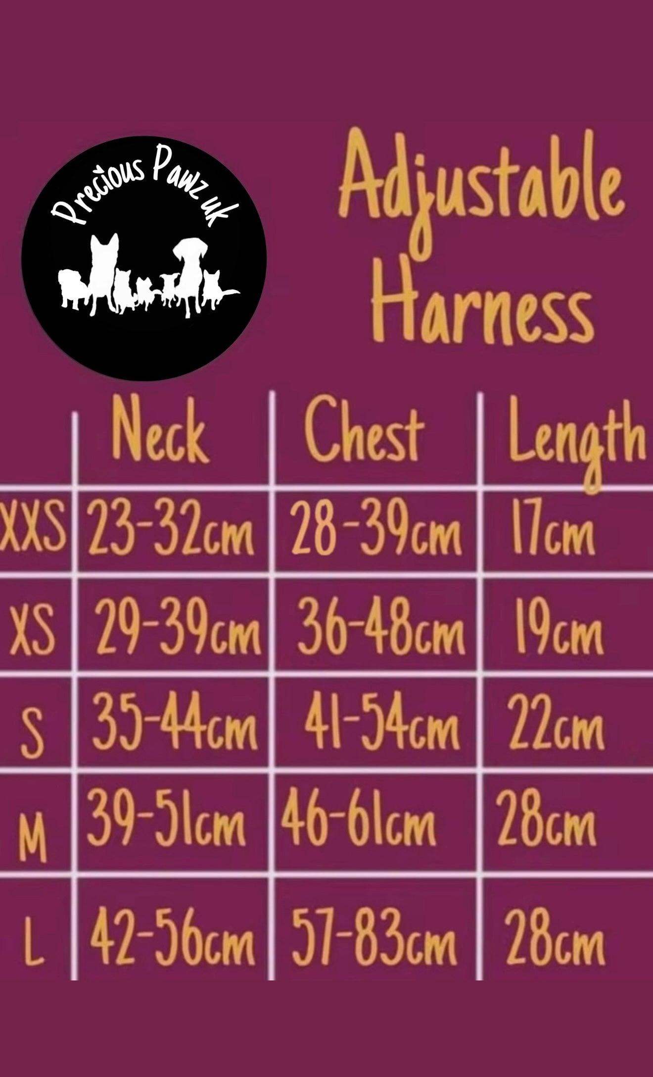 Chans' wildest dreams adjustable harness