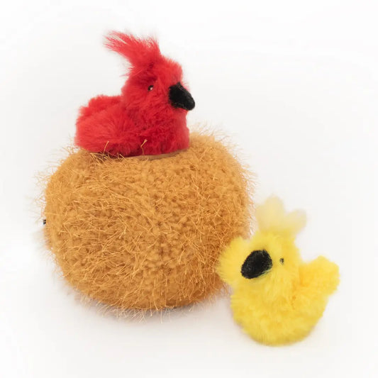 Zippy claws burrow birds in nest cat toy