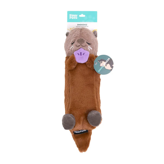 Zippy Snooziez Shhhqueaker Otter dog toy