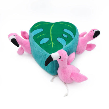 Zippy Paws Burrows Flamingos in Monstera dog toy