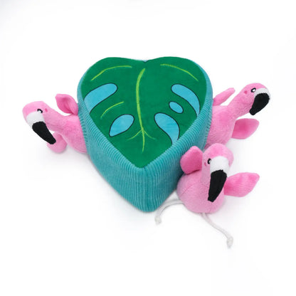 Zippy Paws Burrows Flamingos in Monstera dog toy